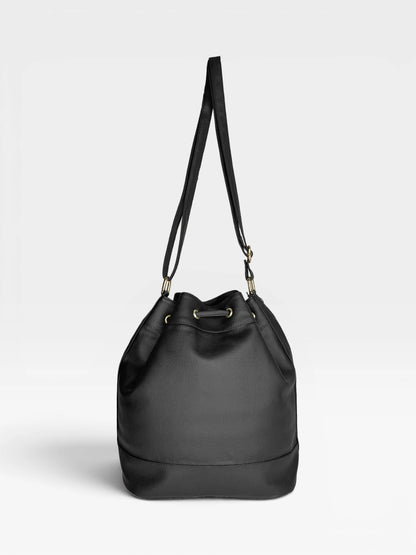 Bolso Bandolera Bucket Bag Manos Libres - Beige y Negro (Nena)