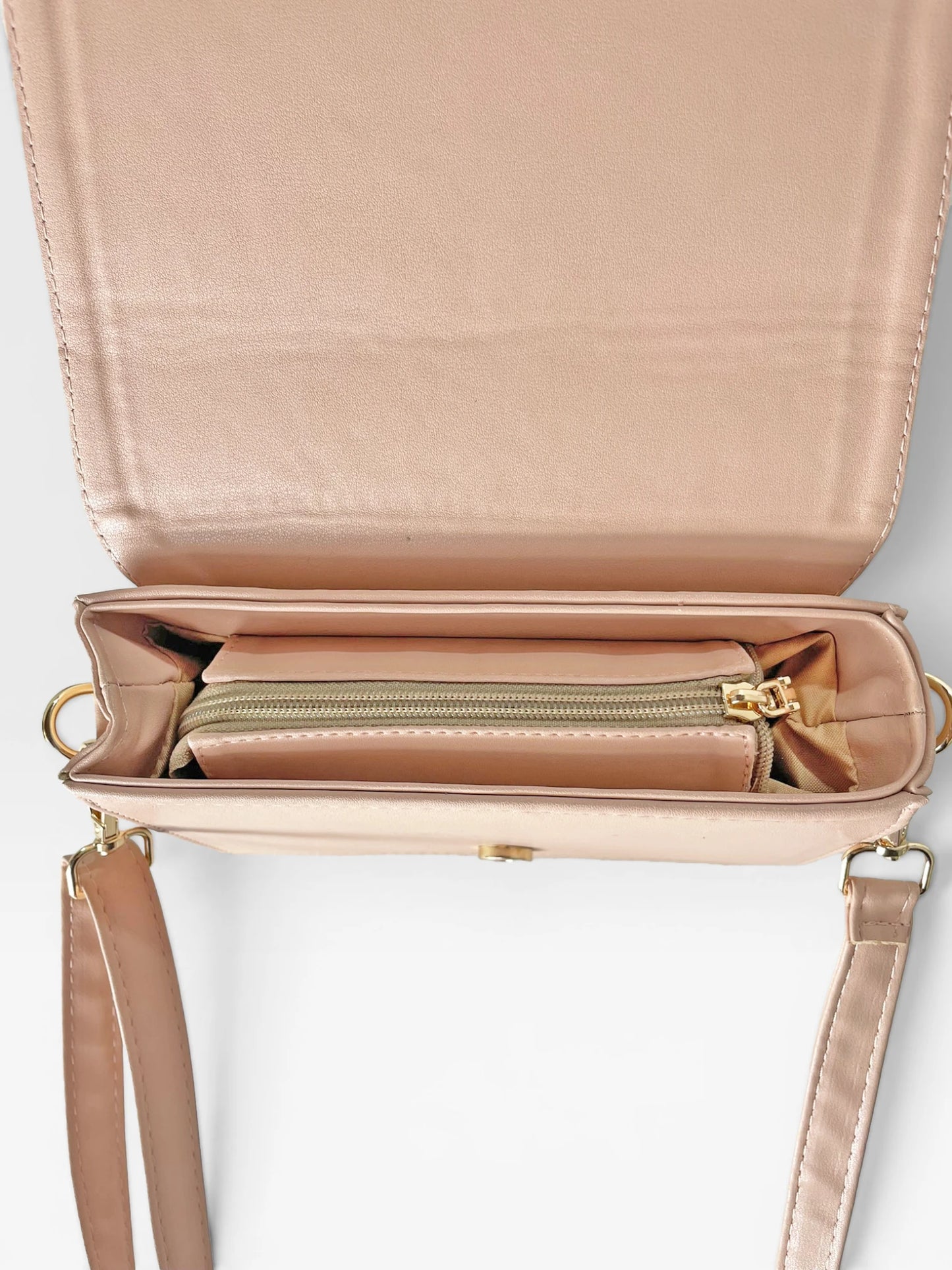 Bolso Bandolera Crossbody Manos Libres Mujer - Negro y Nude (Niza)