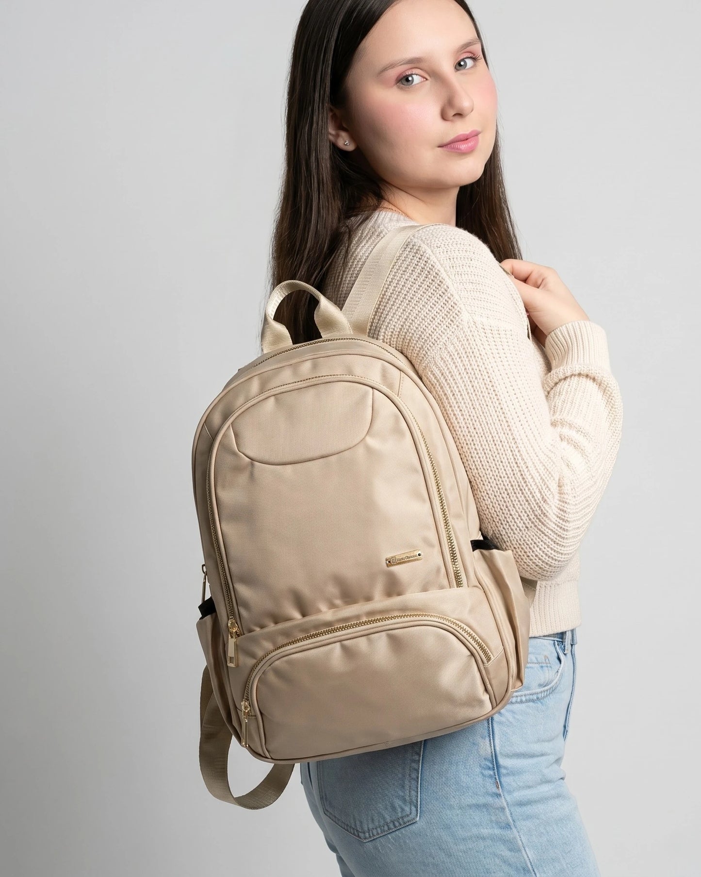 Bolso Morral Mediano Para Mujer - Negro y Beige (Oana)