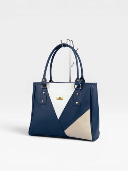 Bolso Cartera con Mondero - Negro, Azul y Beige (Olga)