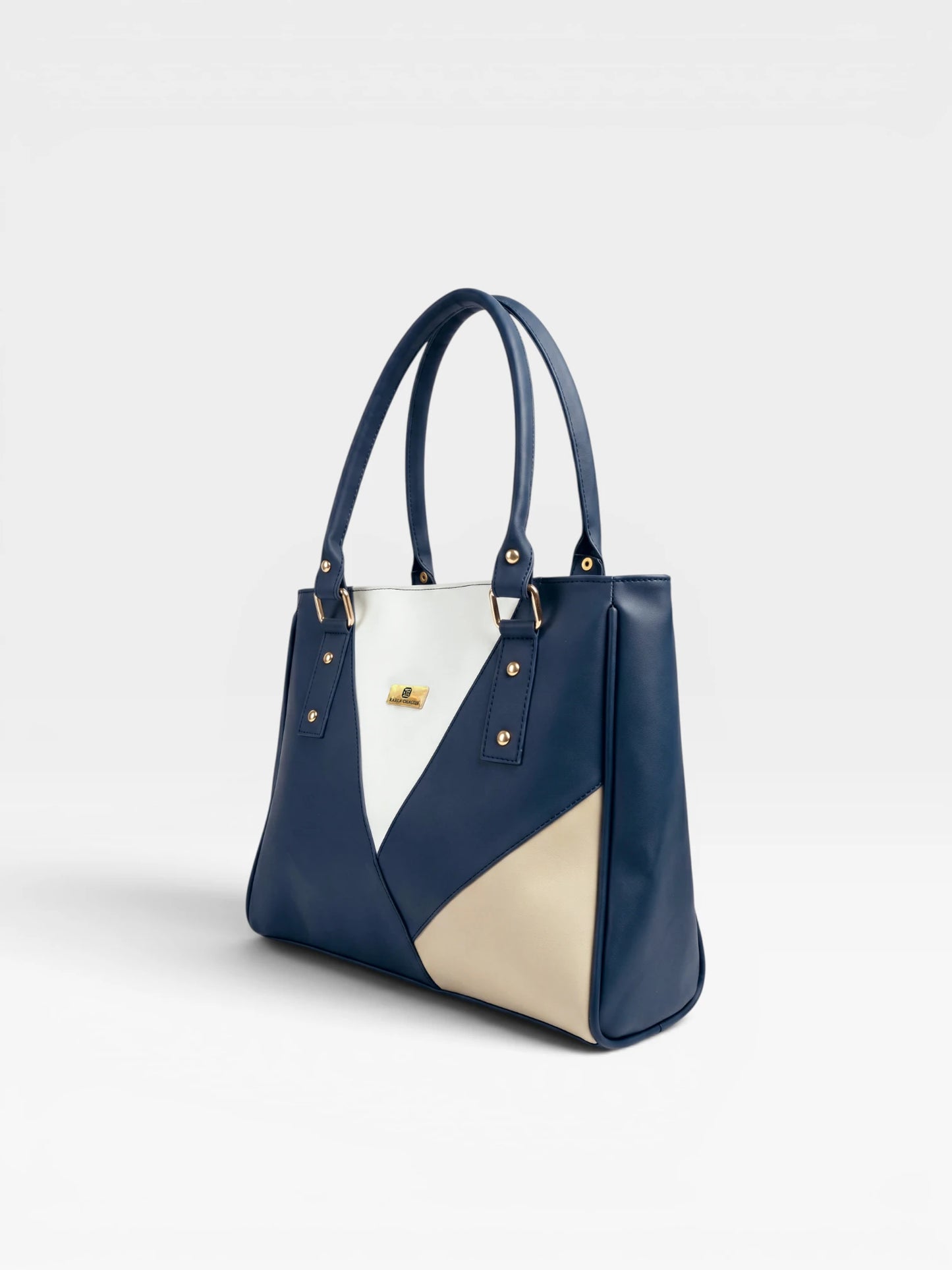 Bolso Cartera con Mondero - Negro, Azul y Beige (Olga)