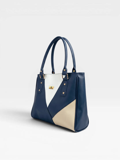Bolso Cartera con Mondero - Negro, Azul y Beige (Olga)