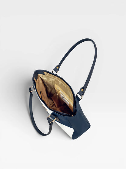 Bolso Cartera con Mondero - Negro, Azul y Beige (Olga)