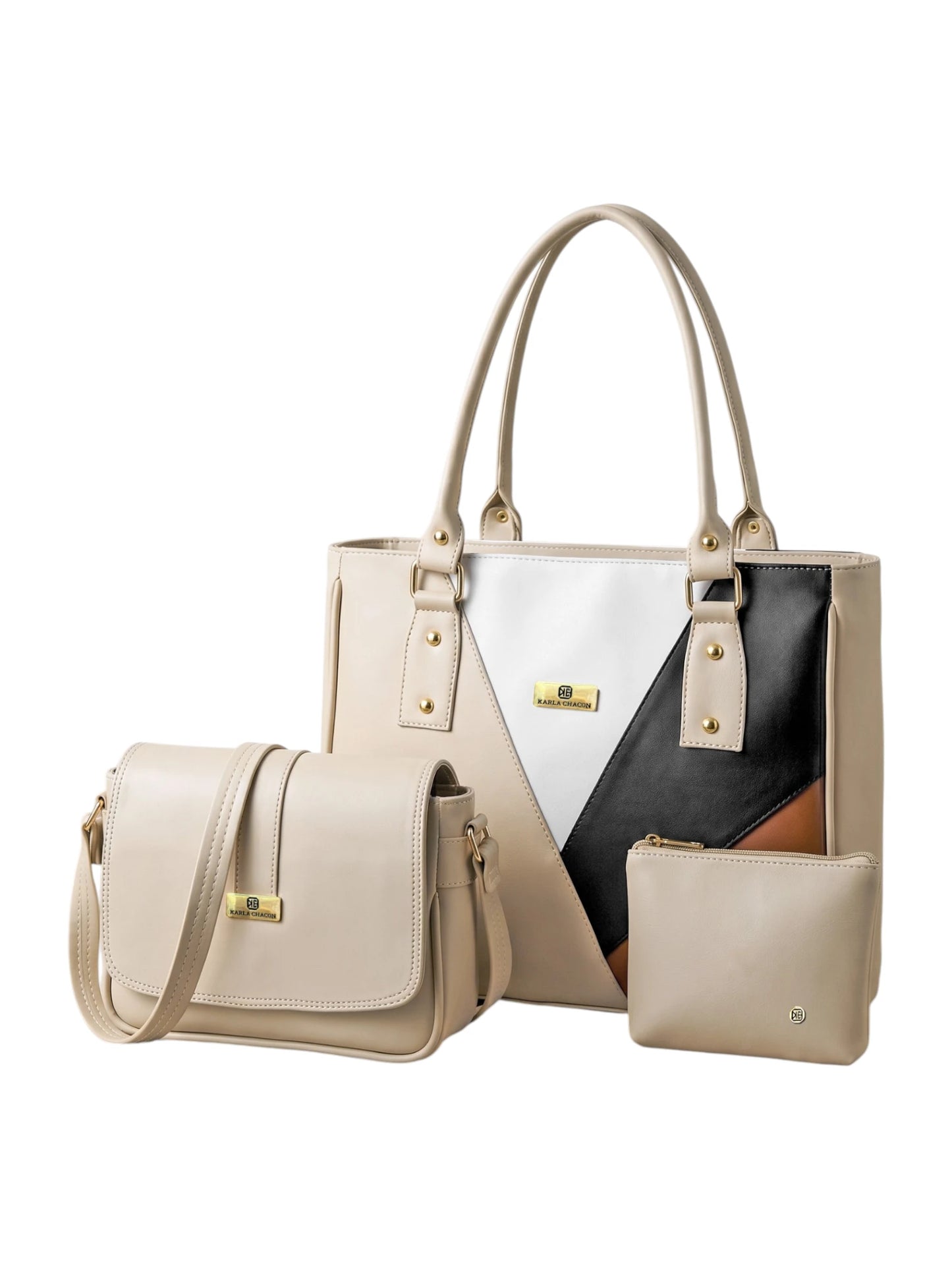 Set de tres piezas Combo Bolso Tote + Manos libres + Monedero (Olga-Lady)