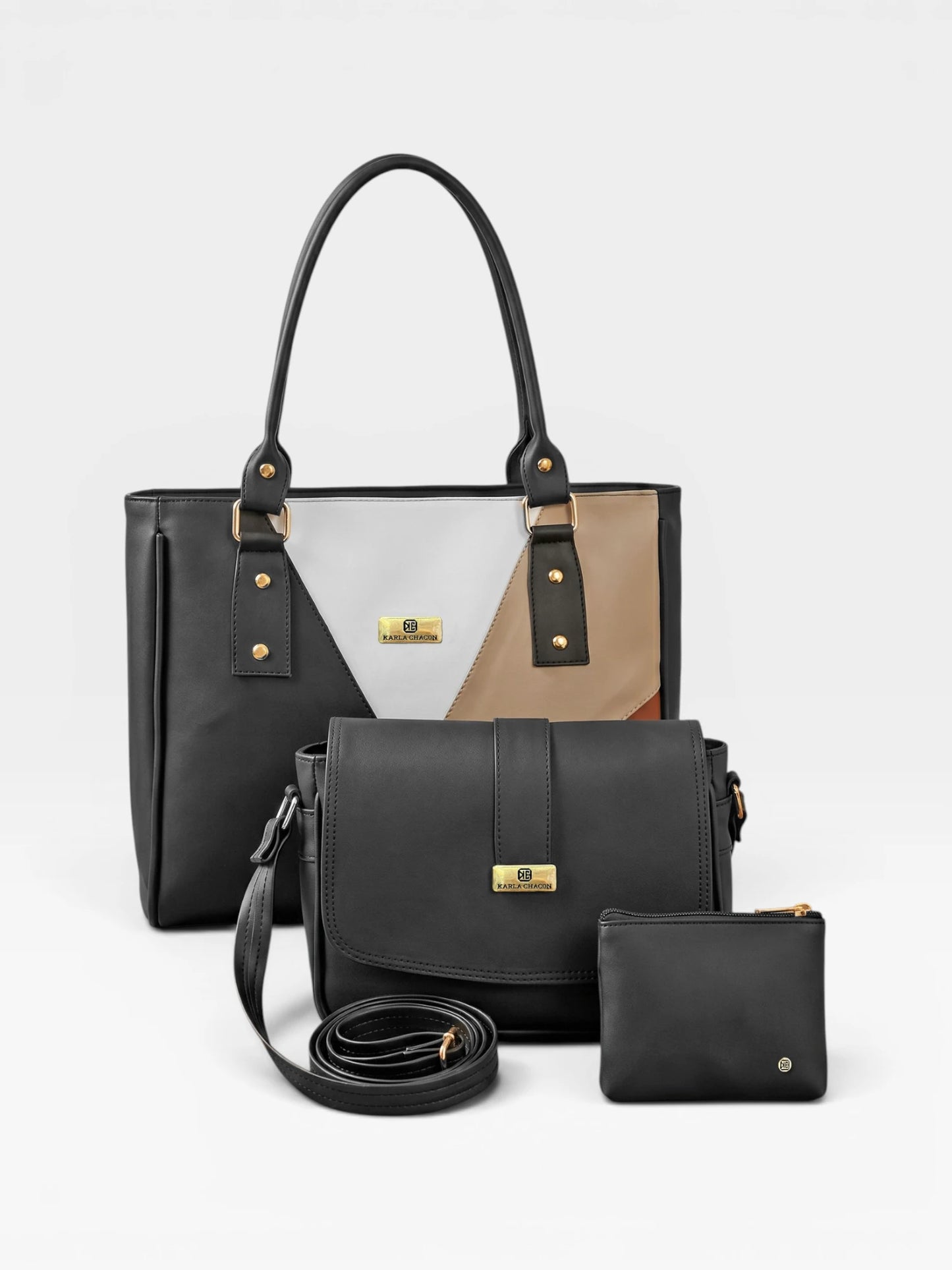 Set de tres piezas Combo Bolso Tote + Manos libres + Monedero (Olga-Lady)