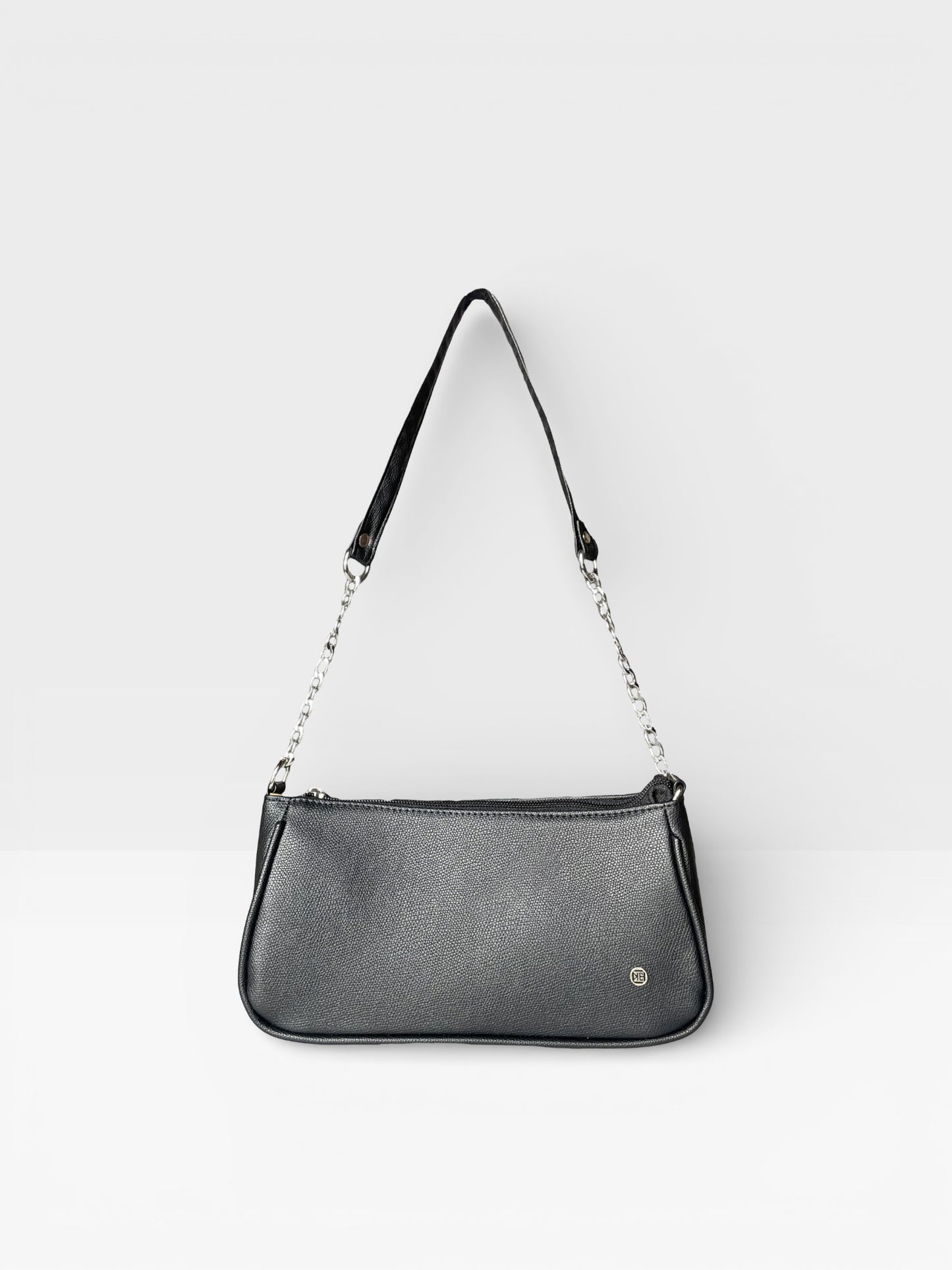 Bolso de Hombro Plateado y Negro (Romy)