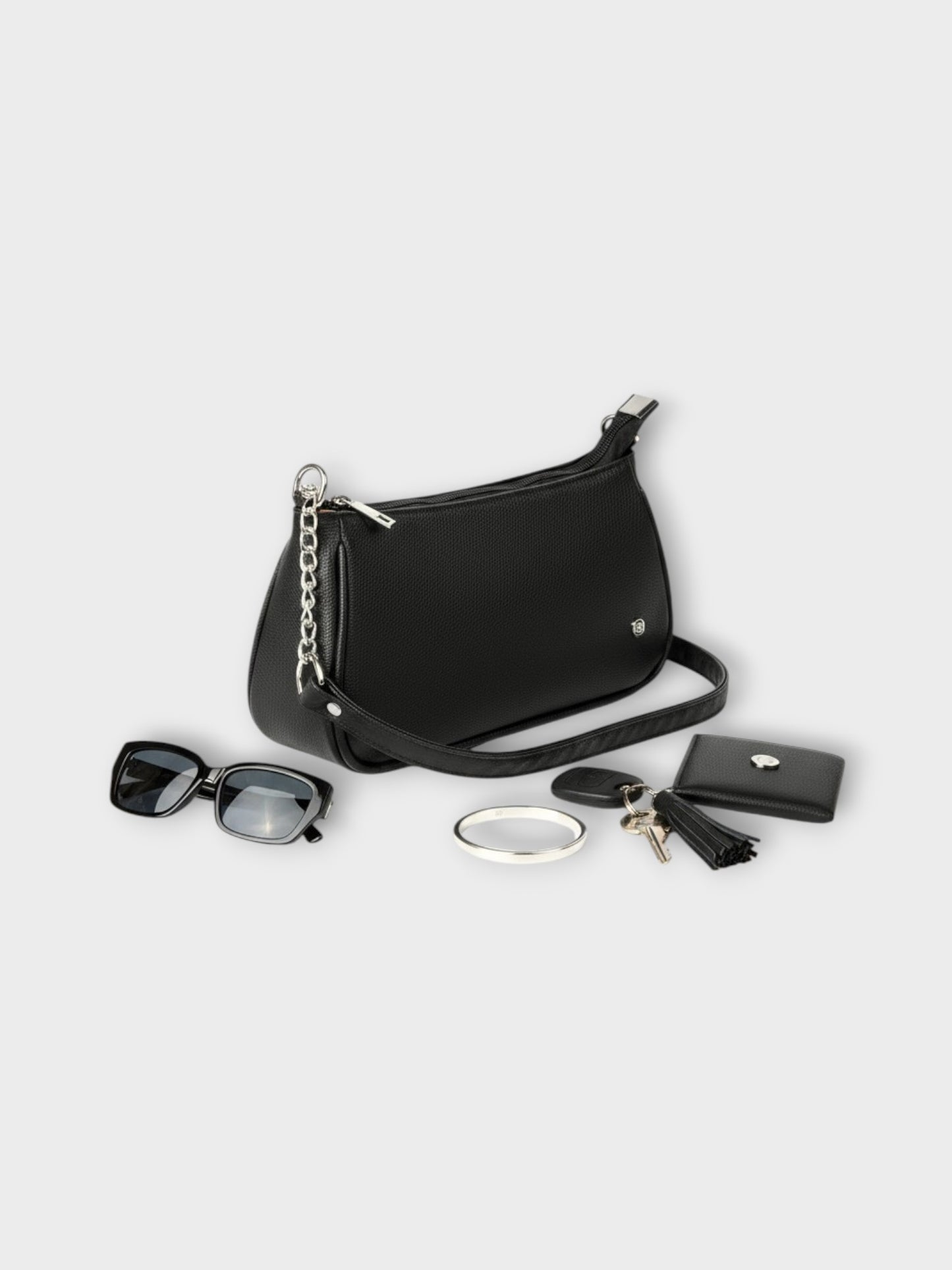 Bolso de Hombro Romy Plateado y Negro