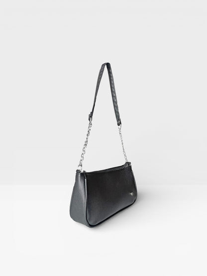 Bolso de Hombro Plateado y Negro (Romy)
