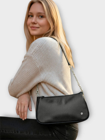 Bolso de Hombro Romy Plateado y Negro
