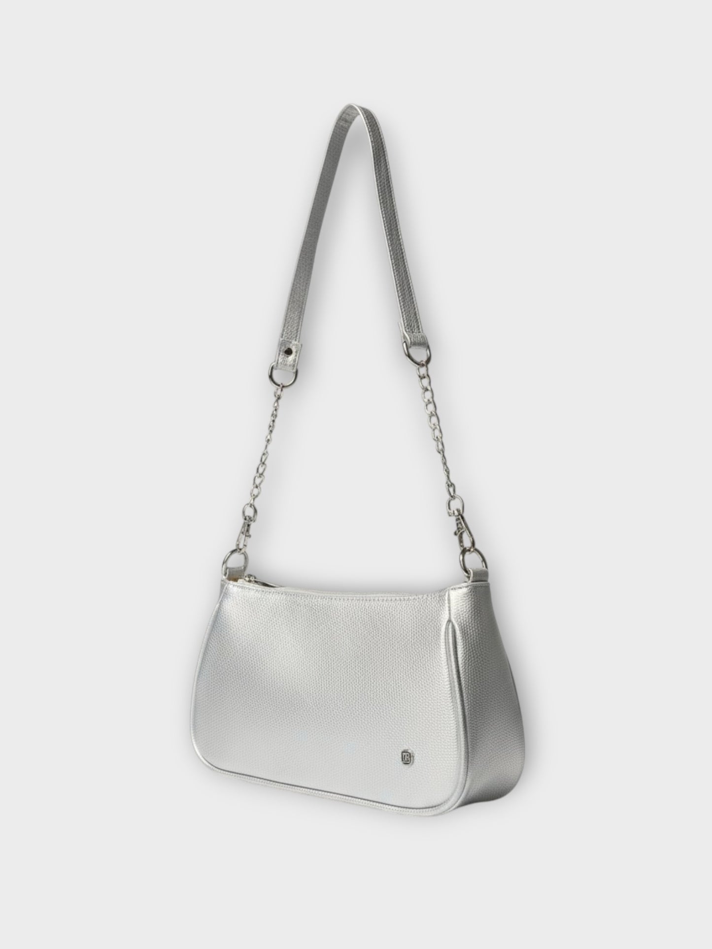 Bolso de Hombro Romy Plateado y Negro