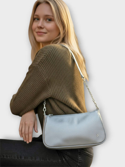 Bolso de Hombro Romy Plateado y Negro