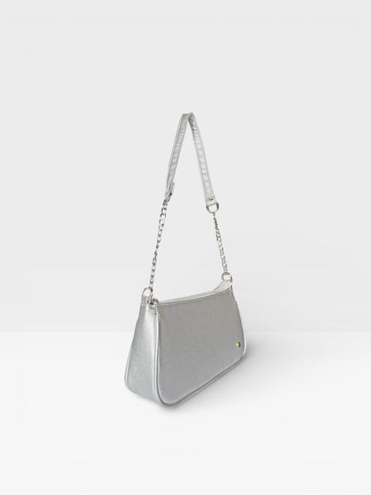 Bolso de Hombro Plateado y Negro (Romy)