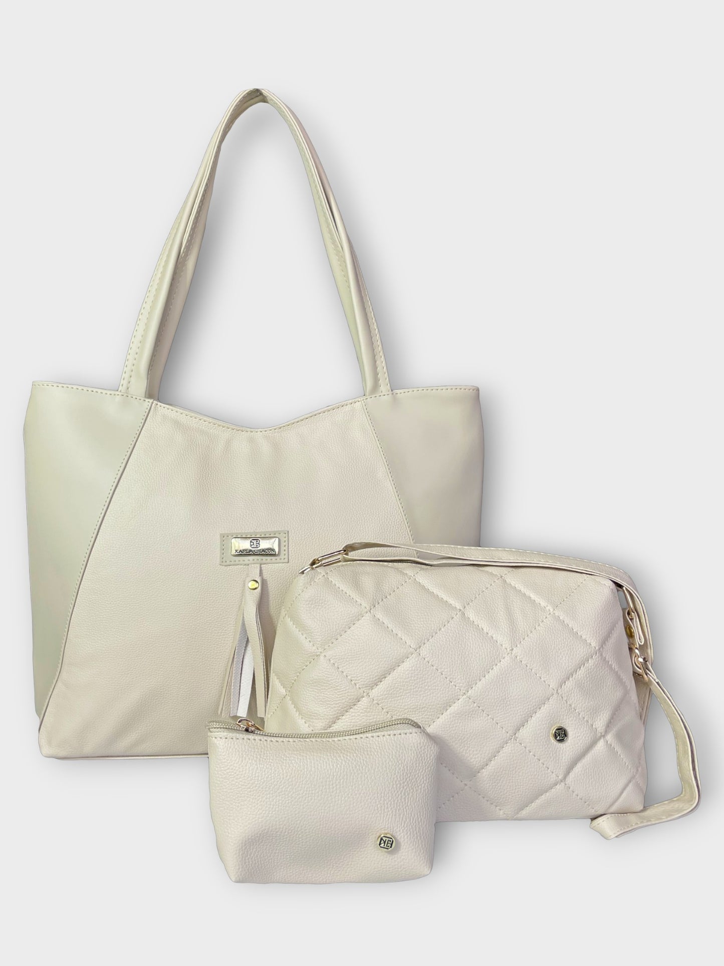 Set de Bolsos Rupe, Tote, Bandolera y Monedero - Negro y beige