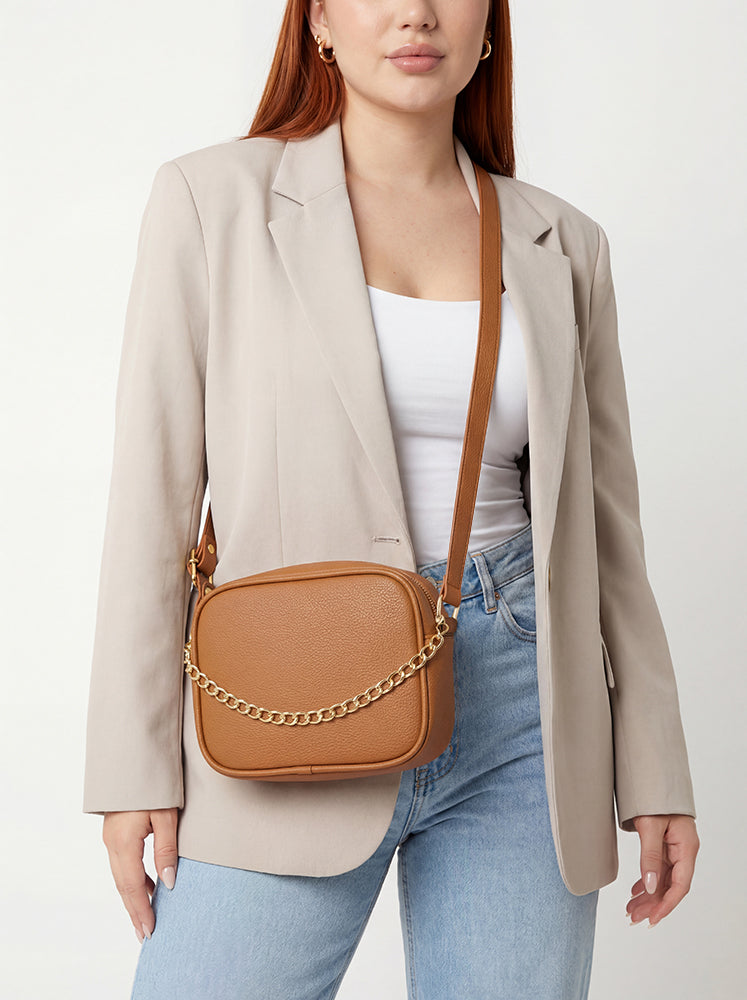 Bolso Bandolera Manos Libres Pequeño - Borgoña, Miel, Beige y Negro (Sade)