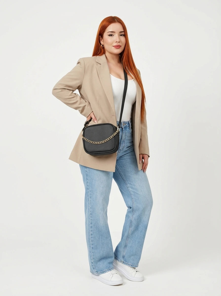 Bolso Bandolera Manos Libres Pequeño - Borgoña, Miel, Beige y Negro (Sade)
