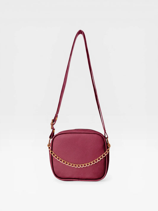 Bolso Bandolera Manos Libres Pequeño - Borgoña, Miel, Beige y Negro (Sade)