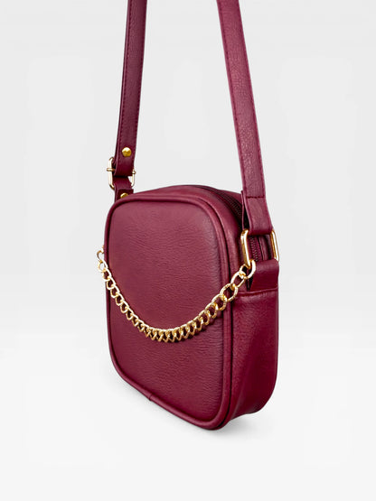 Bolso Bandolera Manos Libres Pequeño - Borgoña, Miel, Beige y Negro (Sade)