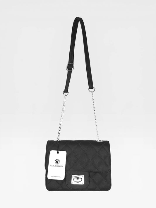 Bolso Bandolera Manos Libres Estructurado - Dorado, Plateado, Negro y Rojo (Sanz)