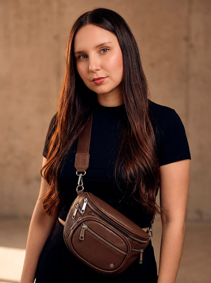 Canguro Bolso Riñonera Negro y Café (Sara)