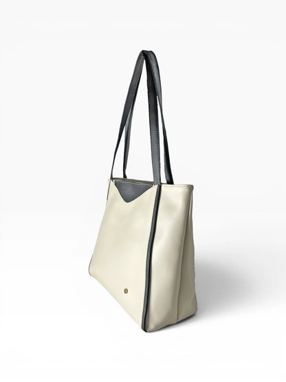 Bolso Cartera Tote Grande con cosmetiquera - Vinotinto, Negro y Beige (Vero)