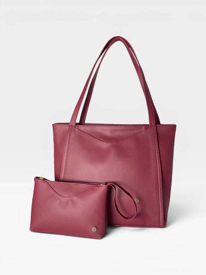 Bolso Cartera Tote Grande con cosmetiquera - Vinotinto, Negro y Beige (Vero)