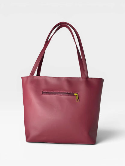 Bolso Cartera Tote Grande con cosmetiquera - Vinotinto, Negro y Beige (Vero)
