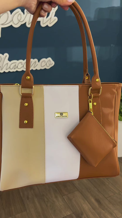 Set de tres piezas Combo Tote Gera + Manos libres Cuba + Monedero