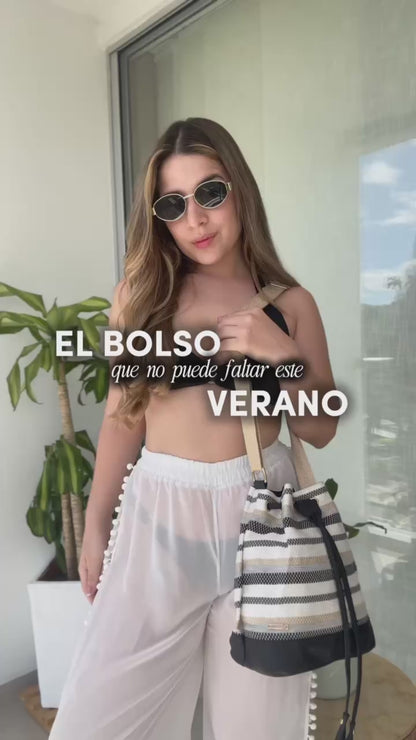 Bucket Bag Aria Miel, Negro, Beige, Azul y Vinotinto